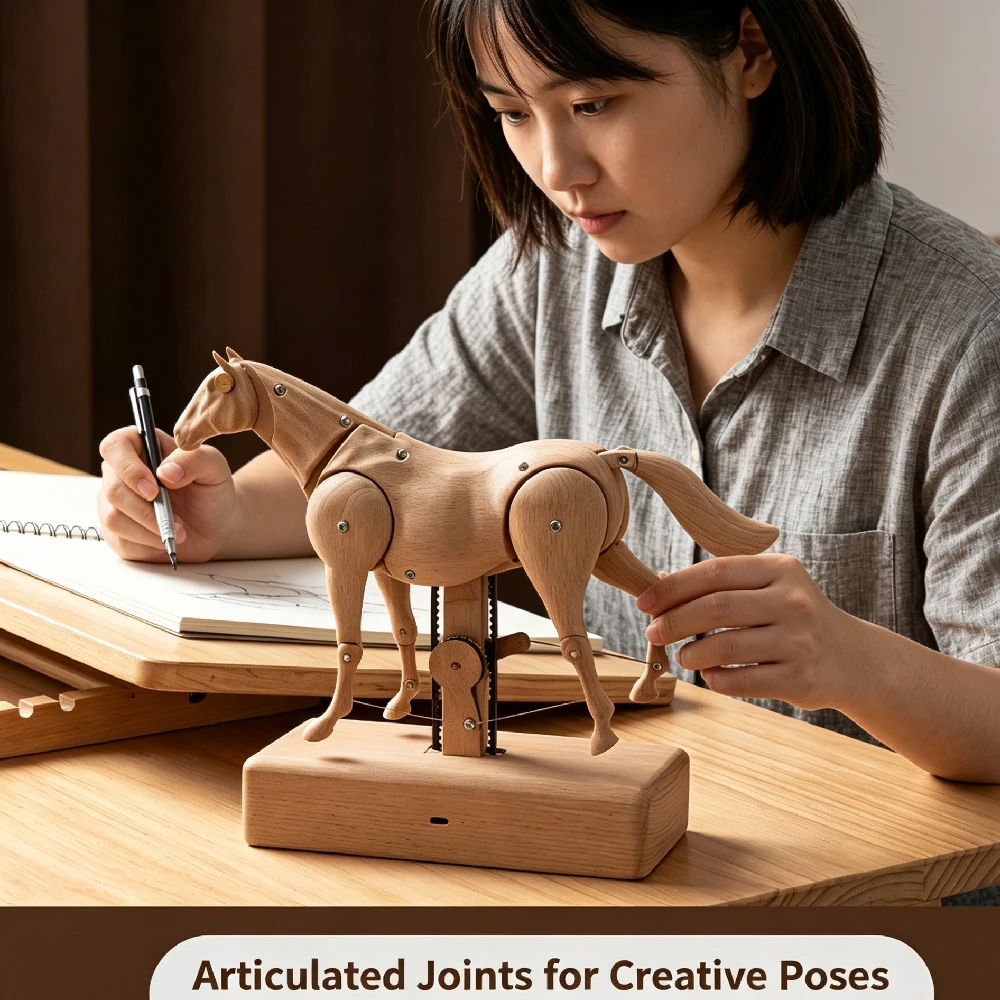 1PCS Handcrafted Wooden Bionic Horse Automaton Kinetic Art Model | Lifelike Motion Designed For Horse Lovers Collectors