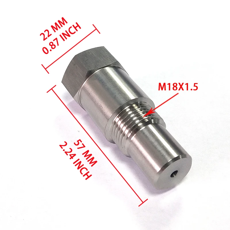 Universal Small hole M18x1.5 Straight Stainless Steel  Sensor Extension adapter connector