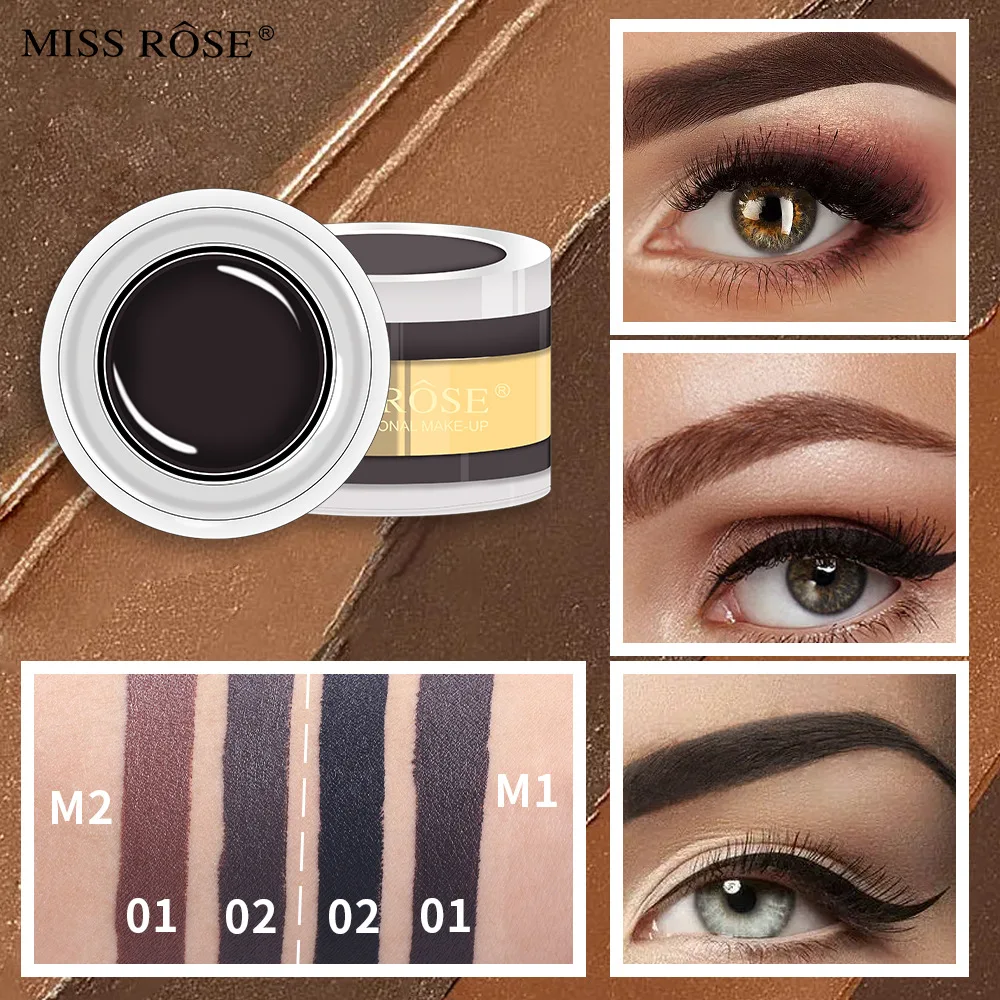 MISS ROSE 24 horas de doble Color Gel para cejas maquillaje a prueba de manchas pomada de larga duración altamente teñida para delineador de ojos crema nuevo