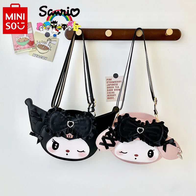 MINISO 2024 Kuromi New Women's Crossbody Bag Fashionable High Quality Girl Handbag Cartoon Personality Cute Girl 3D Doll Bag