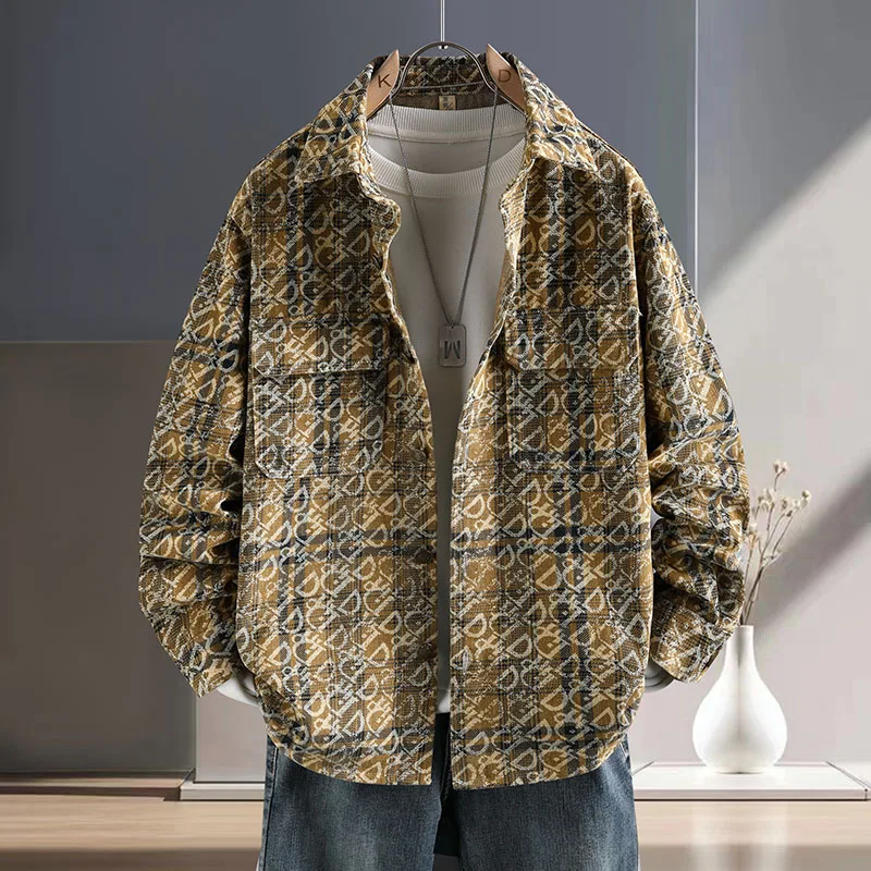 

Casual Workwear irt Men's Spring Autumn Loose Fit Jaet Turn-down Collar Jaet Youth Trendy Cotton Polyester Blend Long S...