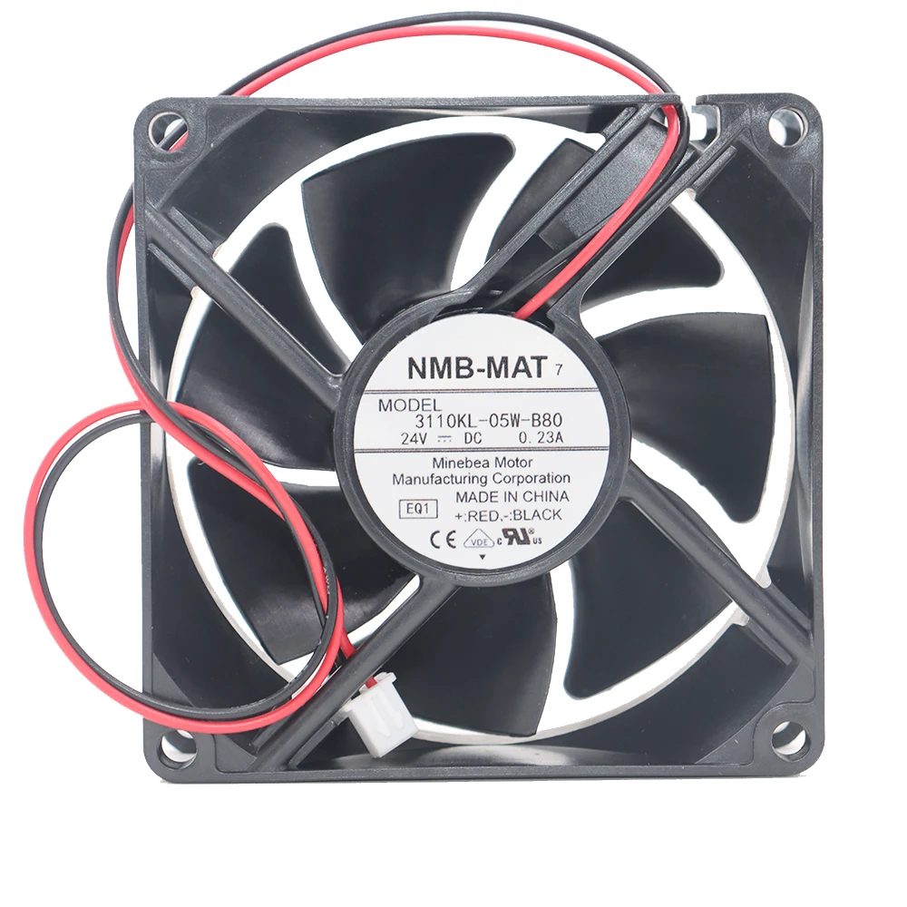 Original NMB 8CM 8025 Silent Bearing Cooling Fan 24V 0.23A 3110KL-05W-B80 Dual Ball Bearing Design for Enhanced Performance