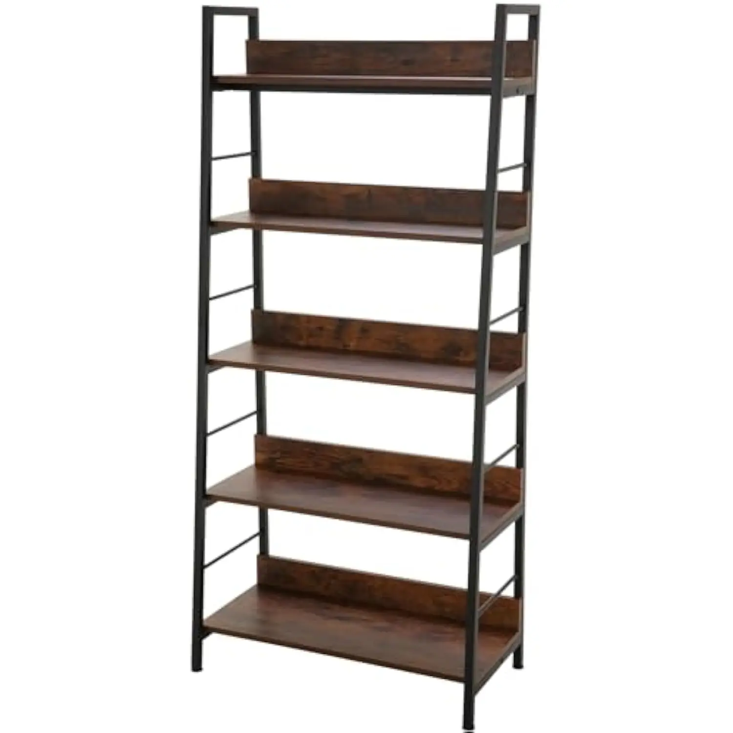 

5 Tier Ladder Shelf, Industrial Bookshelf Wood and Metal Bookcase, Plant Flower Stand Rack Book Rack Storage Shelf for Home