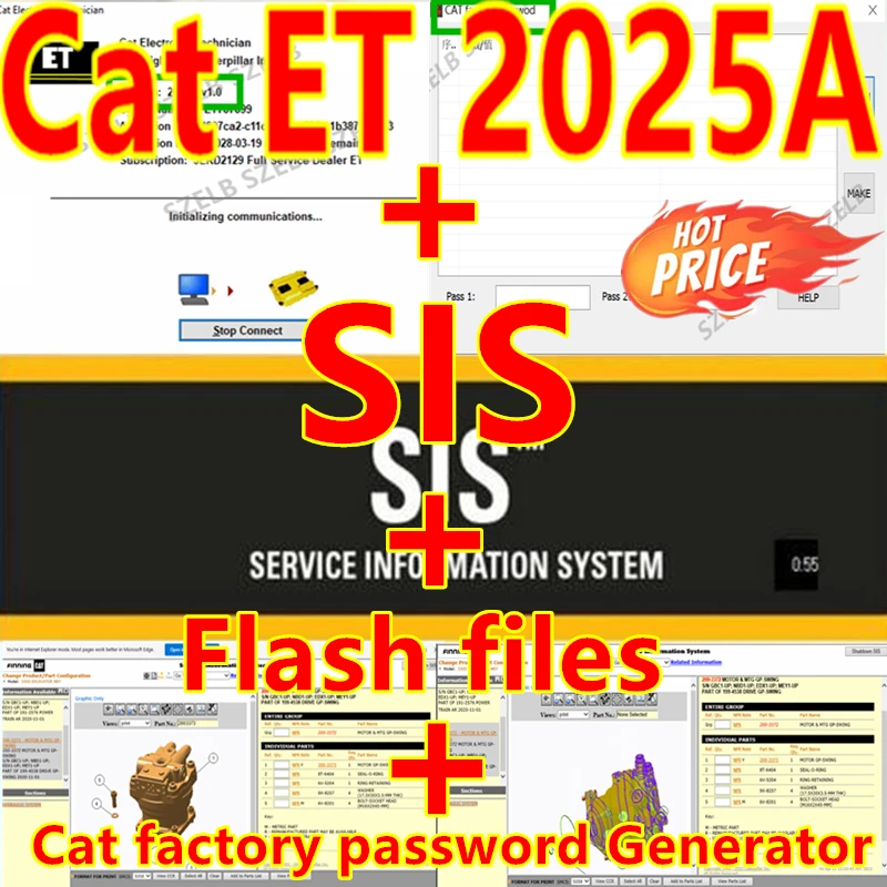2026 Hot, Diagnostic Software 2025A For Red Cat ET 2025A Electronic Technician+ SIS 2021+ Flash Files+ Factory Password Generate