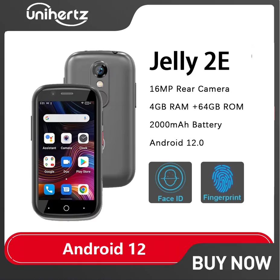 Unihertz Jelly 2E 4G Mini Smartphone Android 12 3 "Display HD 4GB + 64GB 2000mAh VoLTE HD Celulares NFC Celular