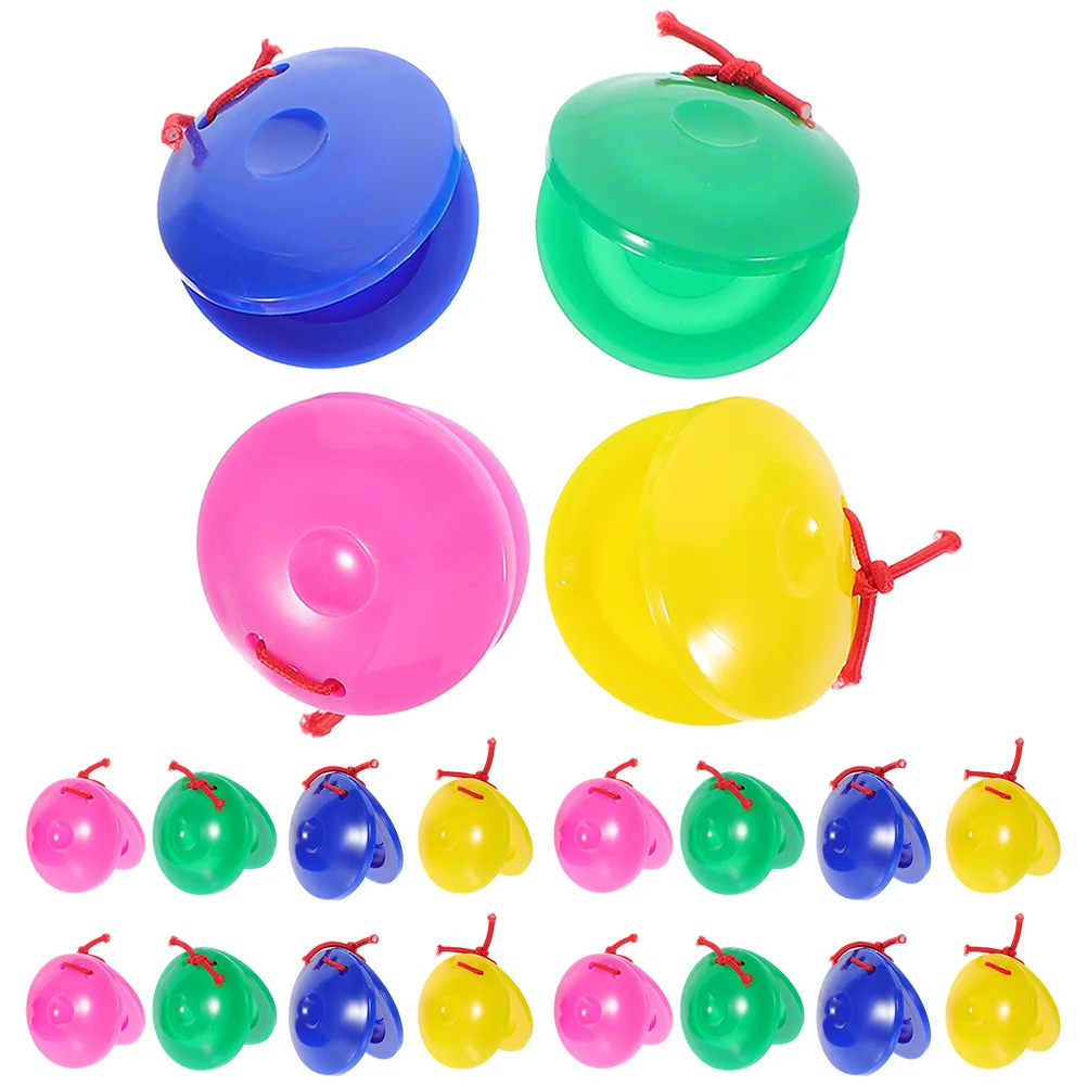 

20pcs Plastic Castanets Teaching Aids Kids Musical Instruments Yellow Blue Green Pink Percussion Toy Safe PP Material