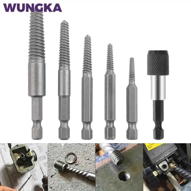 Screw Extractor Center Drill Bits Guide Set Broken Damaged Bolt Remover Hex Shank And Spanner For Hand Tool
