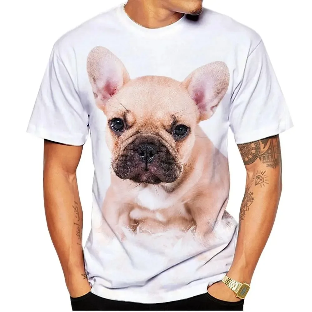 

3D Printed French Bulldog Men's T-shirt, Casual Hip Hop Top, Fun Neck, Breathable Large Size, Chic Sports Pop, Summer, New