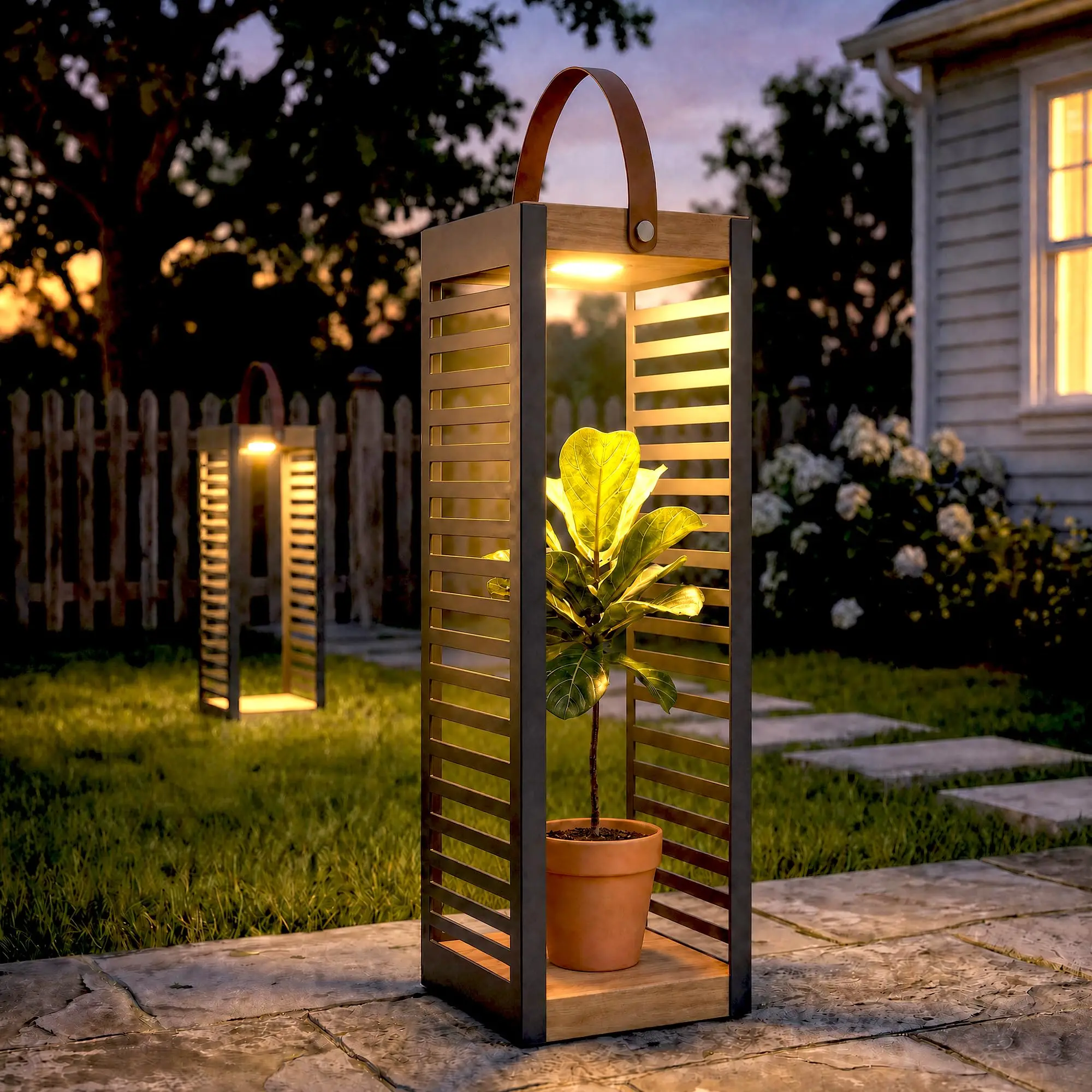2-Pack Metal Outdoor Floor Lamp 50/100LM Dimmable 32.25'' High