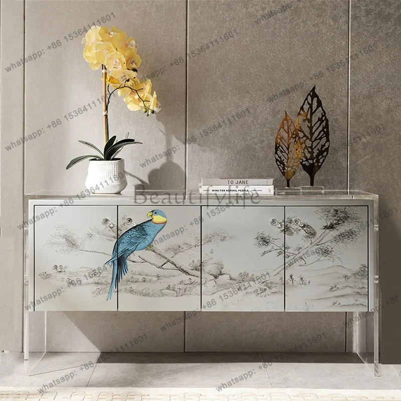 

Italian light luxury dining side cabinet ultra-thin simple storage porch cabinet decorative restaurant wine cabinet