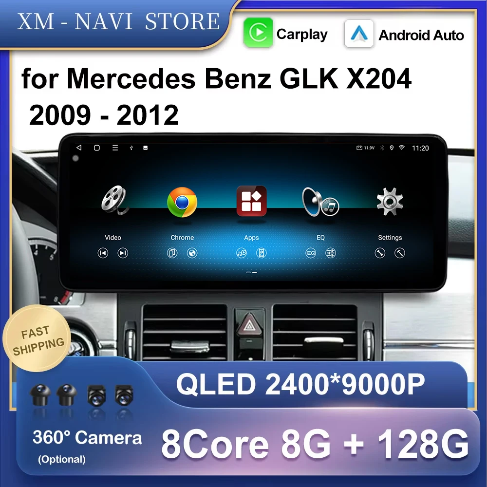 Car Video Multimedia Player Android 16 for Mercedes Benz GLK X204 2009 2010- 2012 Wireless Carplay  4G BT Navi Ultra-Thin screen