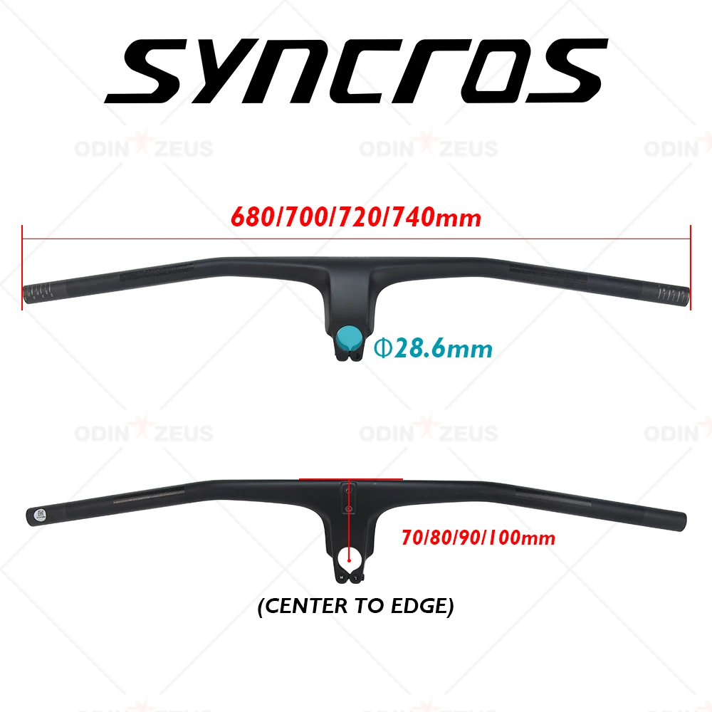 Syncros Full Carbon IC SL WC 740-780mm MTB Integrated Cockpit Handlebar -20° BMX Racing Bike UD Matte Bike Handle Bars