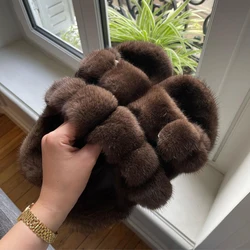 Slippers Women Summer,100% Mink Fur Slippers For Women,Flat Shoes,Soft and Comfortable,Luxury Fur Furry Slippers ,Sandals