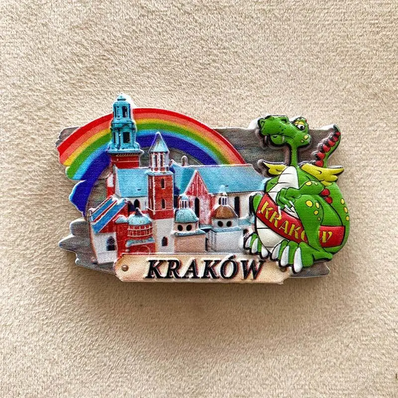 

Poland Krakow Dinosaur Castle Home Decoration Three-Dimensional Painted Refrigerator Magnet World Travel Souvenirs