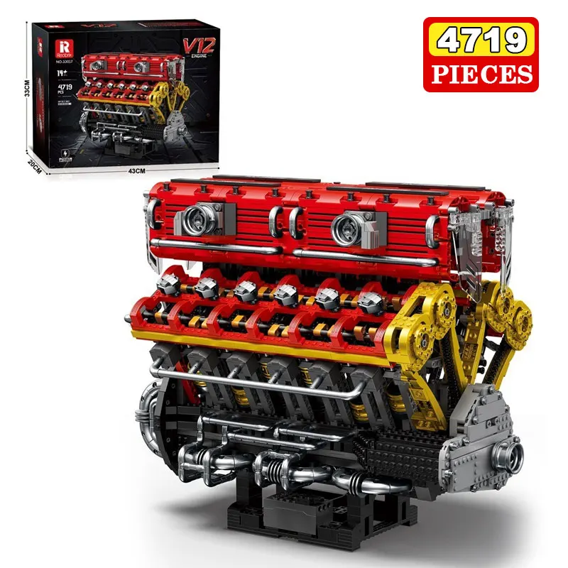 

4719PCS V12 Engine Model Building Blocks Technology Bricks Kit With Display Stand Adult Gift Children Educational DIY