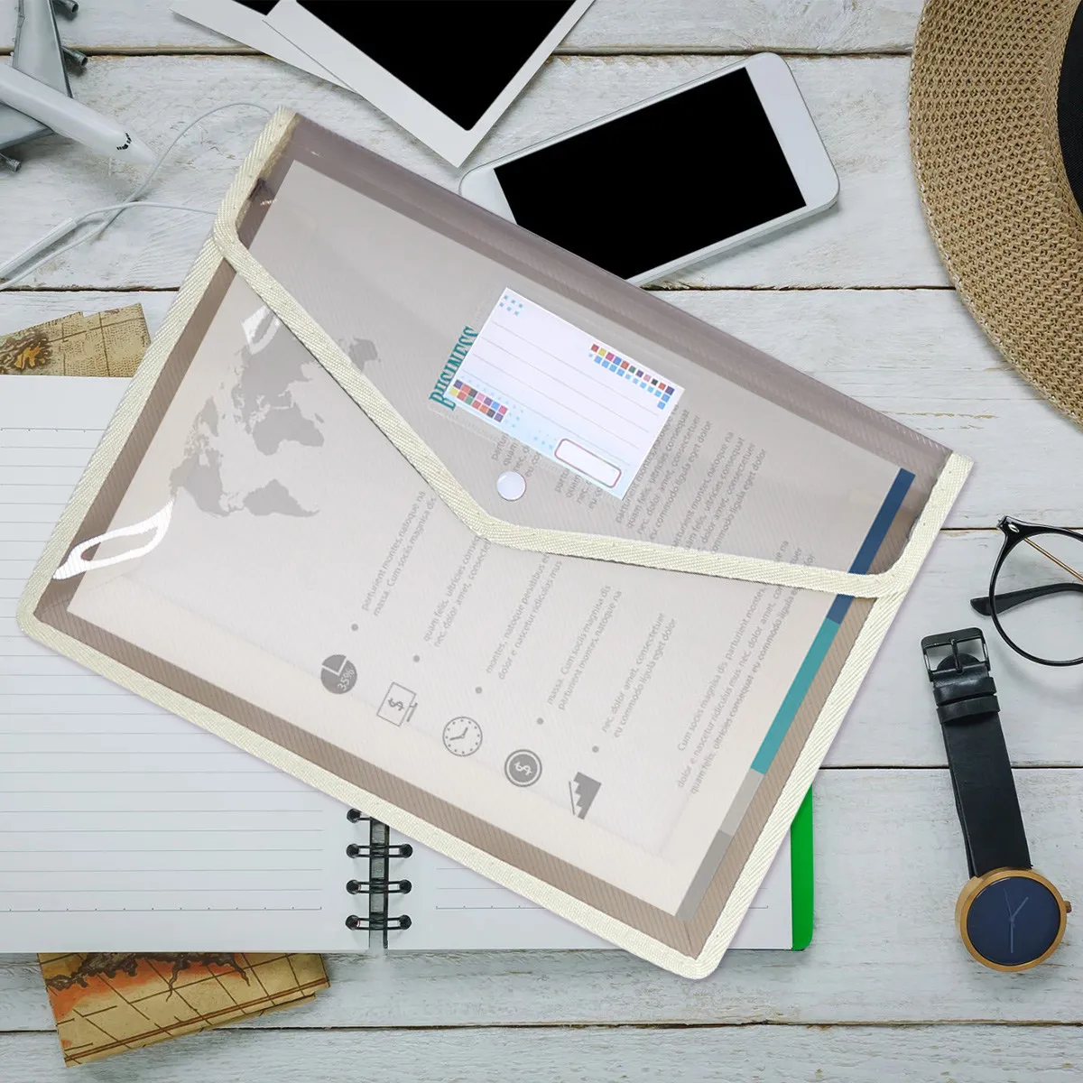 

3Pcs Waterproof Document Bag A4 PVC File Pouch Clear Press Button Folder for Office School Storage Organizer Portable Tear Proof