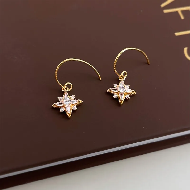 

New Micro-Pave Zircon Star Earrings Women's High-End Luxury Minimalist Office Jewelry