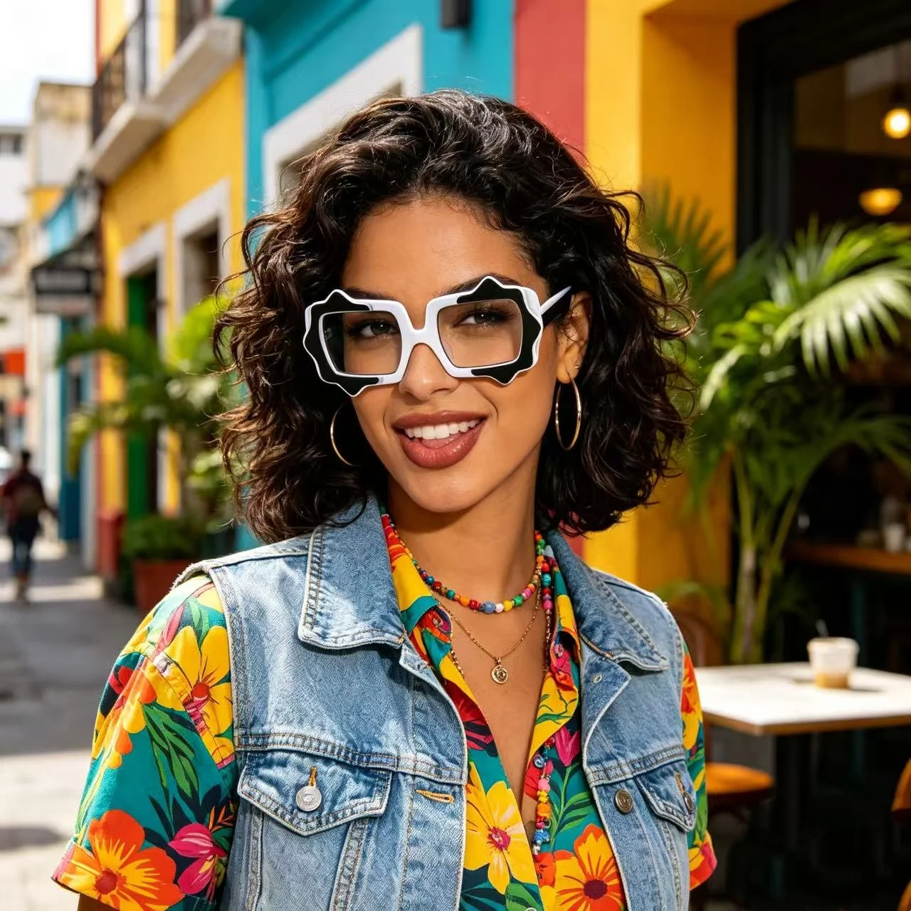 Simple Design Fashionable Large Glasses Frame Anti-Blue Light Glasses Women's Glasses Customizable Prescription Eyewear