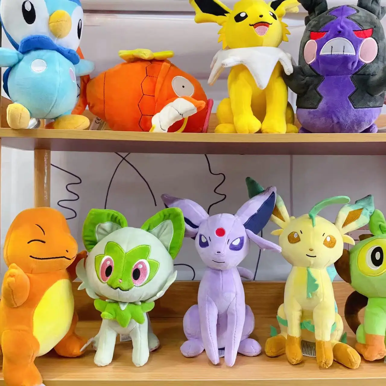 18-28 cm Pokemon Plüschtier Grookey Sprigatito Oshawott Leafeon Espeon Morpeko Gonbe Mimikyu Anime Figur Peluche Spielzeug – Detail 3