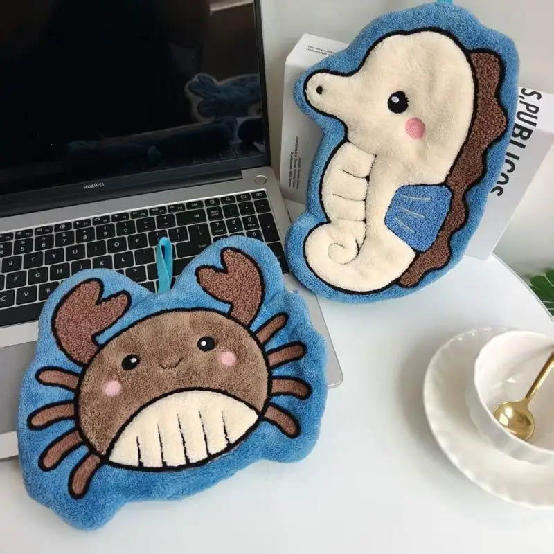 Cute Ocean Animal Microfiber Hand Towels Super Soft Absorbent Plush Fabric