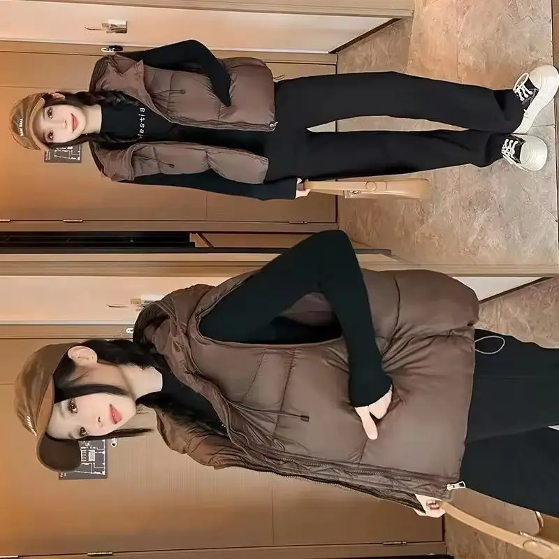 

Пуховый хлопковый жилет, новая осенне-зимняя женская корейская мода, короткие повседневные толстые теплые парки без рукавов, женские топы