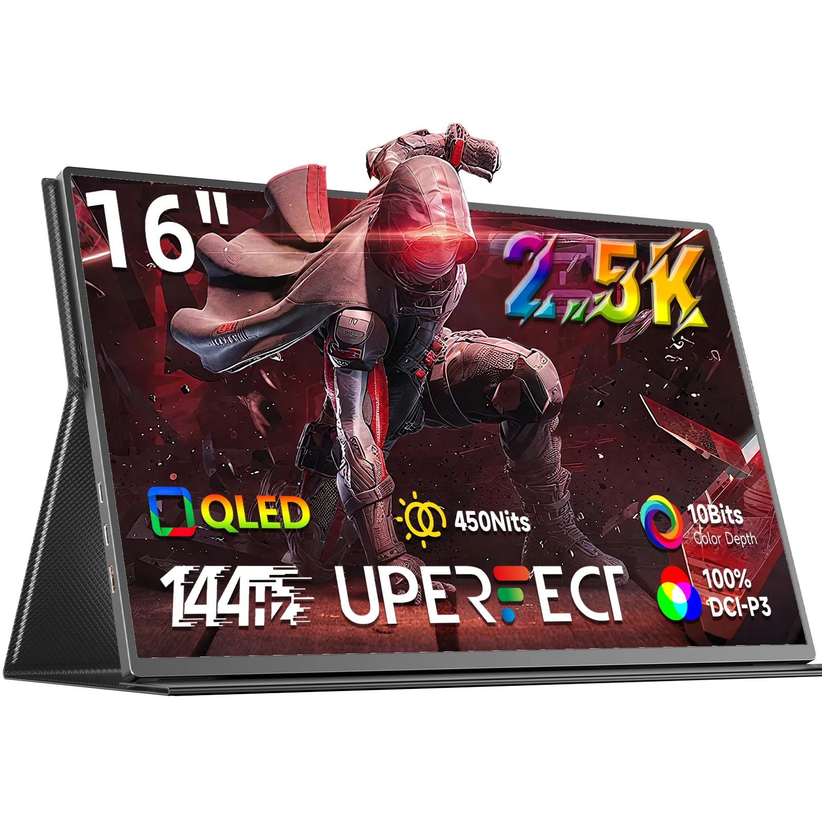 

Портативный монитор 16 дюймов, 144 Гц, 2,5 К, 100% DCI-P3, 450 нит, QLED, дорожный ПК, дисплеи для портативных компьютеров, Xbox Switch, внешний игровой экран