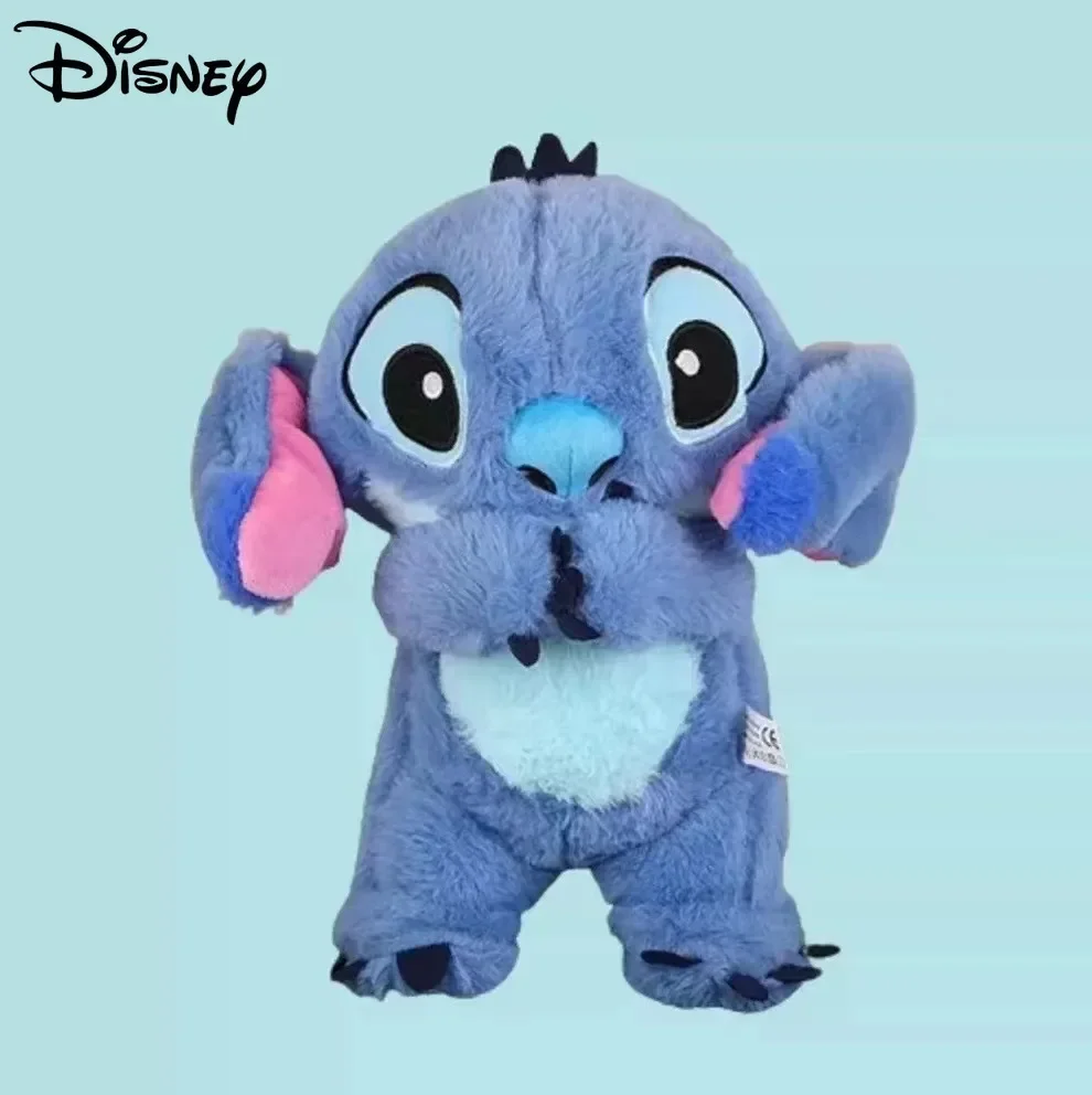 Disney Kawaii Stitch Angel Stuffed Plush Toy Placation Doll Cartoon Cute Anime Figure Phonation Glow Respirable Peluches Gift