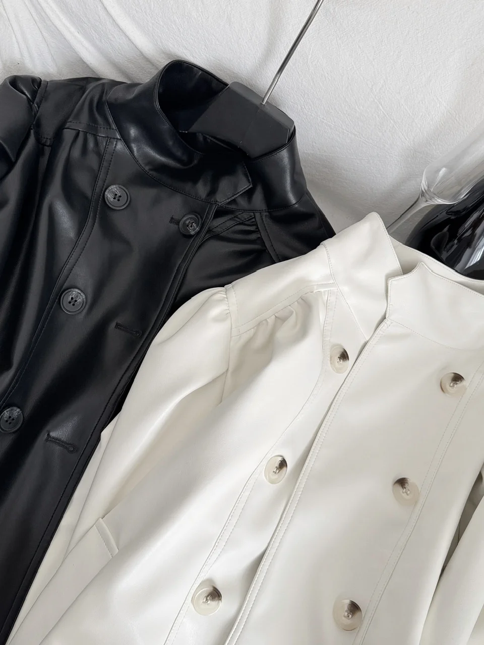 Original Chic Umbrella-ape Pleated Stand Collar White Jaet ort Fem Outerwear Faionable Trendy Young Women's Coat