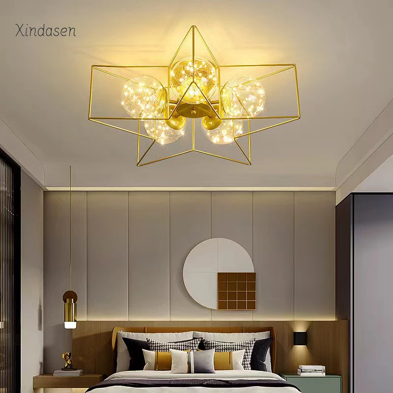 الحديثة Led شكل نجمة ضوء السقف للأطفال غرفة نوم دراسة المطبخ غرفة الطعام الثريا الشمال الأسود النجوم الكرة مصباح السقف