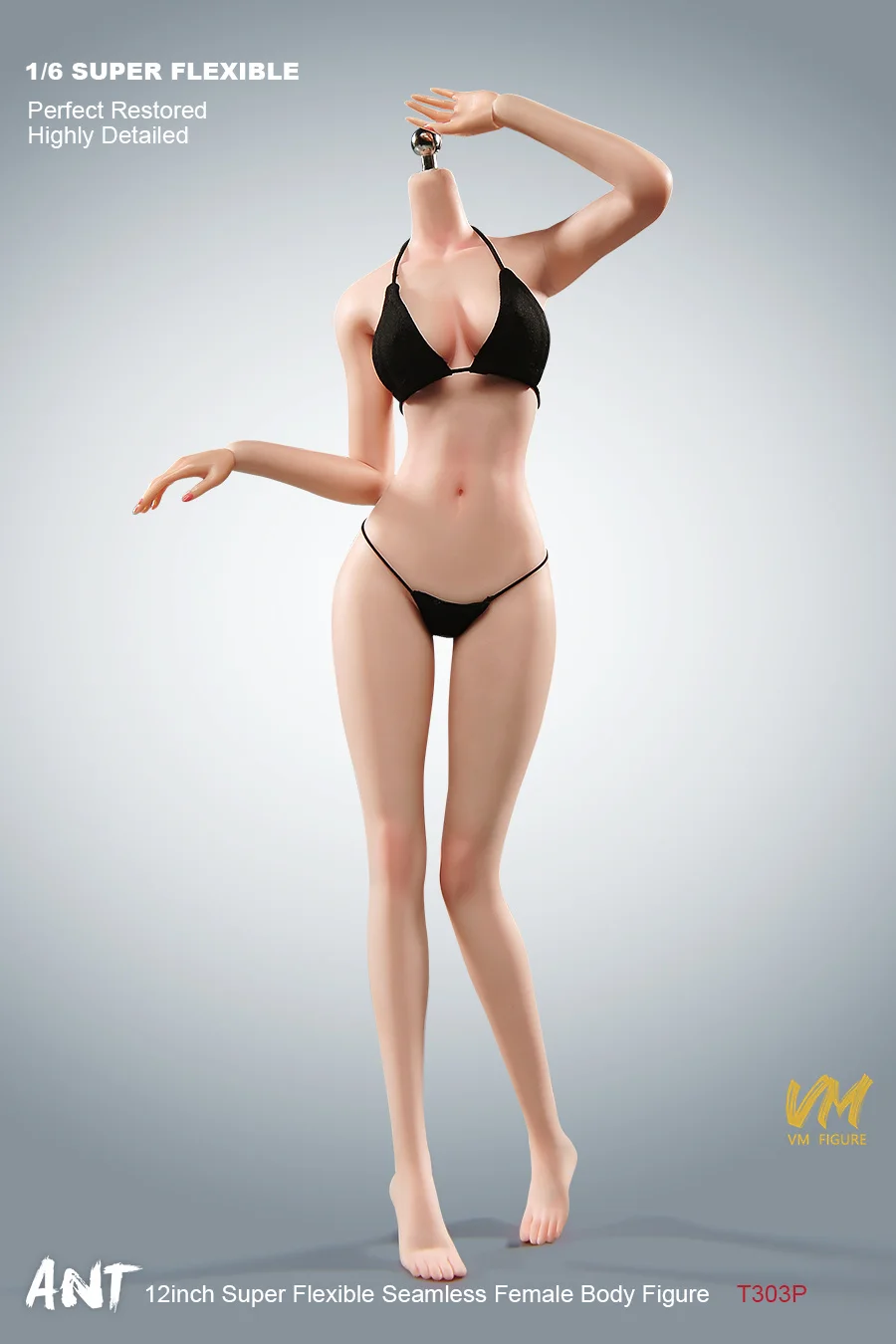 ANT T303 1/6 Makeup Seamless Big Breast Non Detachable Feet Body with Physiological Details 12'' Female Soldier Action Figure