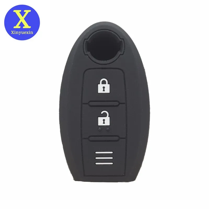 Xinyuexin Silicone Rubber Car Key Cover FOB Case for Nissan Qashqai Skyline Juke Alissa X-trail Keyless 3Buttons Bag Car-styLing