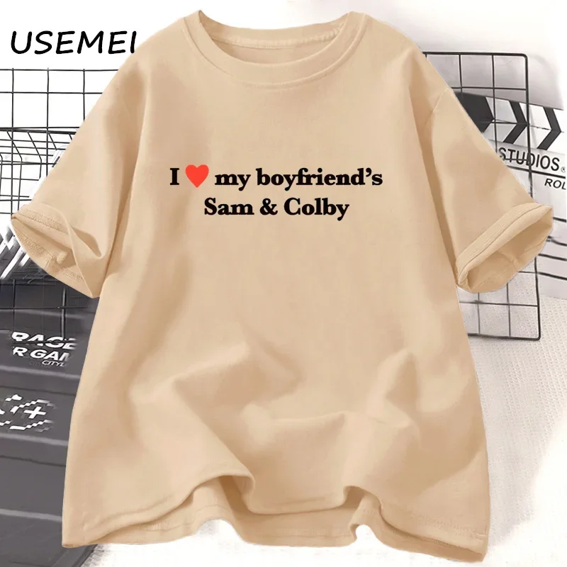 I Love Sam and Colby T-shirt Women Casual Cotton Heart Tshirt 90s Clothes Vintage Harajuku Fashion Streetwear Female Clothing