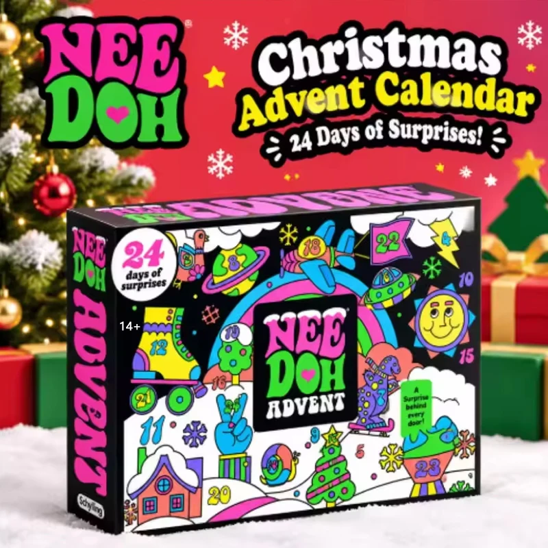 2026 NeeDoh Advent Calendar 24Pcs 3D PVC Fidget Doll Christmas Countdown Calendar Surprise New Year Gift