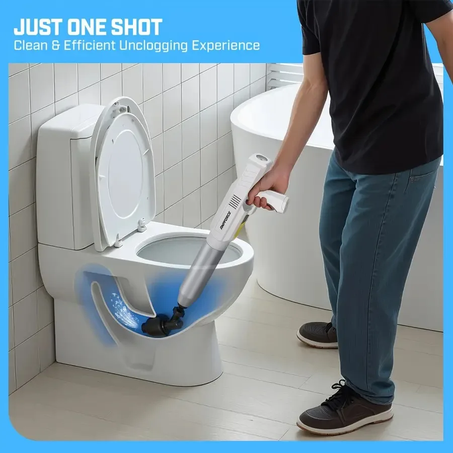 

Электрический вантуз 8В для унитаза, высоконапорный пневматический вантуз, мощное средство для удаления засоров в унитазах, раковинах, напольных сливах