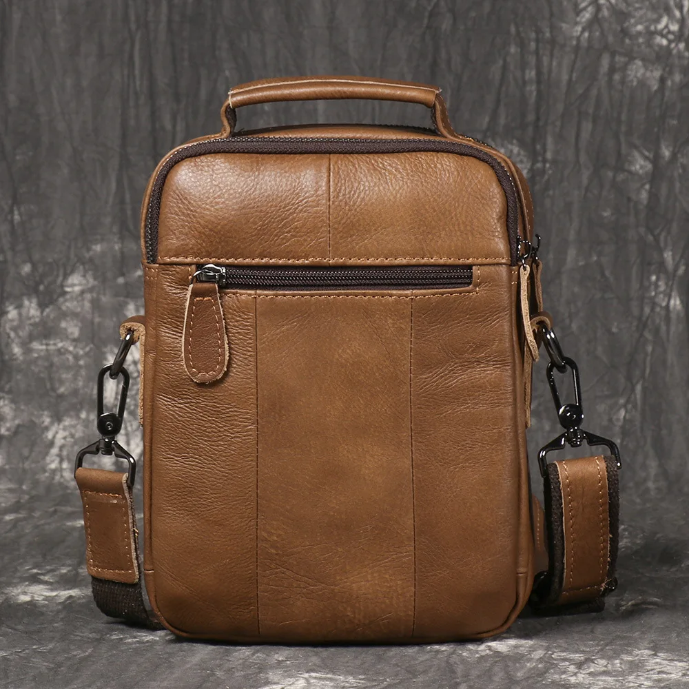 New Men's Genuine Leather Shoulder Bag - Premium Full Grain Crossbody Messenger Bag - Multi-Pocket Travel Sling Bag