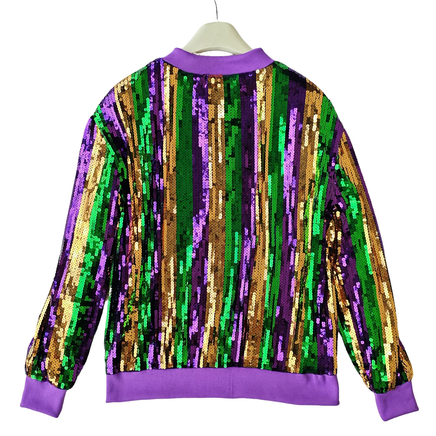 

2026 Spring Autumn New Fashion Women Sequin Color Casual Jacket Simple Round Neck Female Long Sleeved Coat