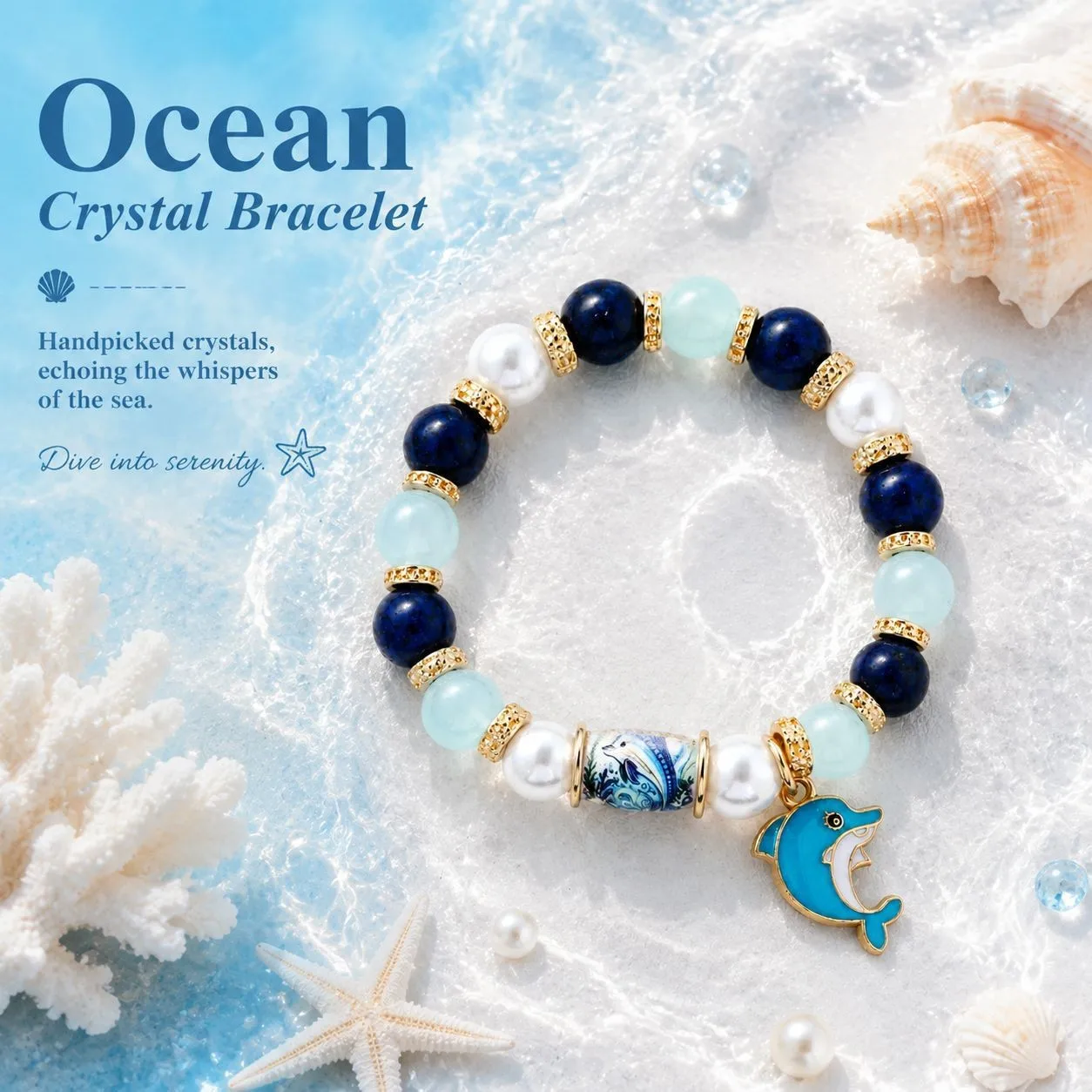 Unique Ocean Animals Beads Bracelet Personality Sea Animals Pendant Resilient Clear Bracelet Handcrafted For Festival