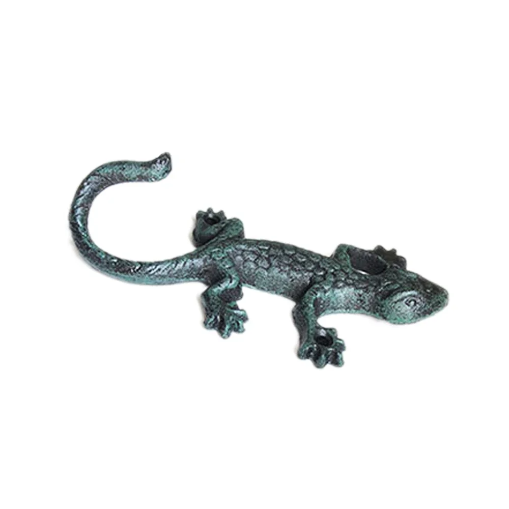 1pc Iron Gecko Wall Hook Green Rustic Hanger Lizard Creative Antique Vintage European Kitchen Bathroom Home Decor Key/Coat/Bag