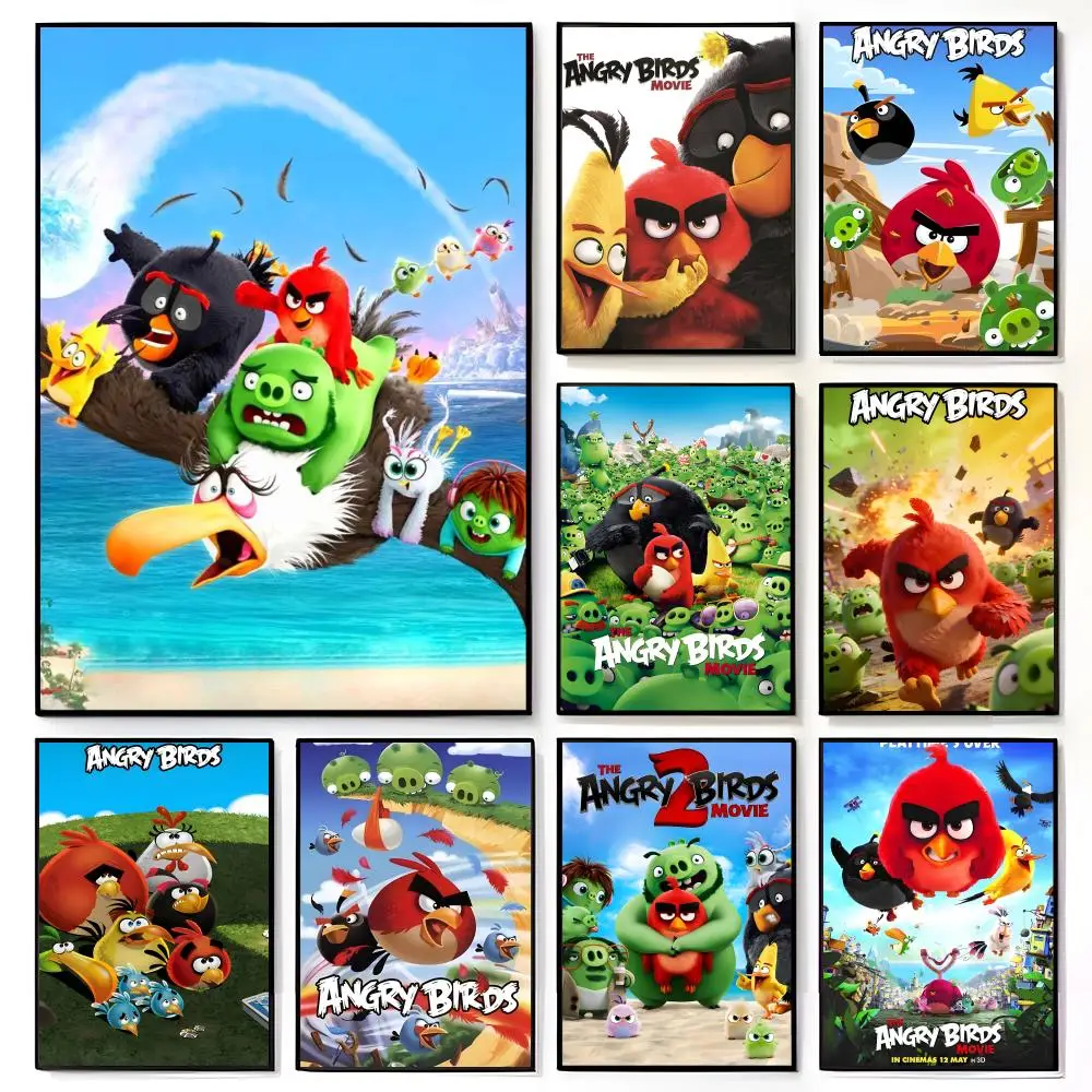 Póster de la película The Angry Birds, mural de película americana, decoración de pared para habitación infantil, impresión