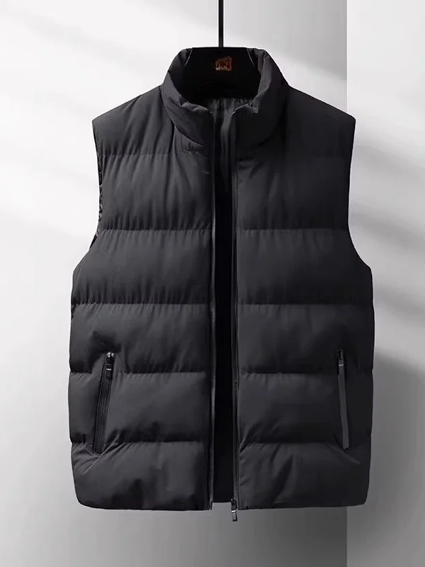 

Men's Loose Fit Thiened round Ne Jaet Autumn Winter Outerwear Warm Casual Coat Trendy Youth Zipper Color Vest