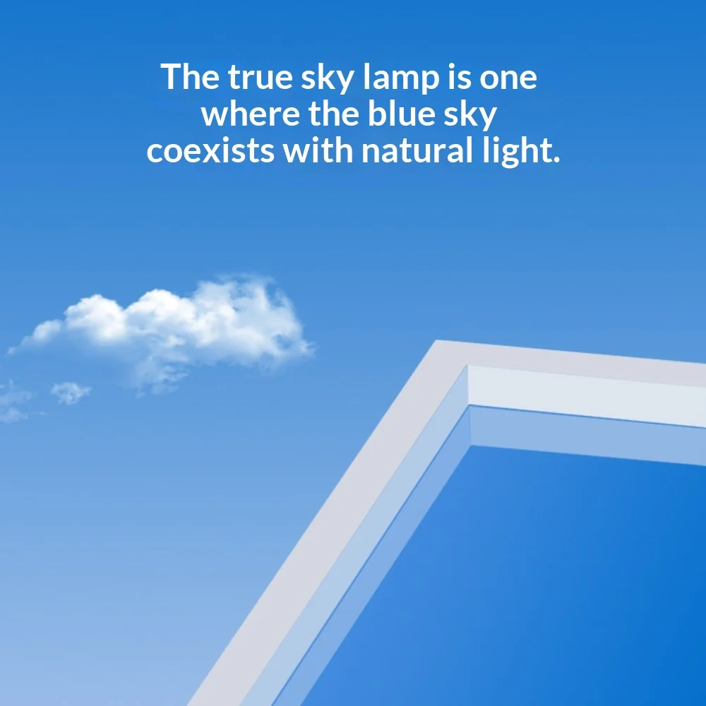 Lampu Langit-langit LED Cerdas Ultra Tipis, Lampu Langit Biru Matahari Buatan dari PC & Aluminium untuk Dapur Kamar Mandi, Pencahayaan Siang Hari Simulasi
