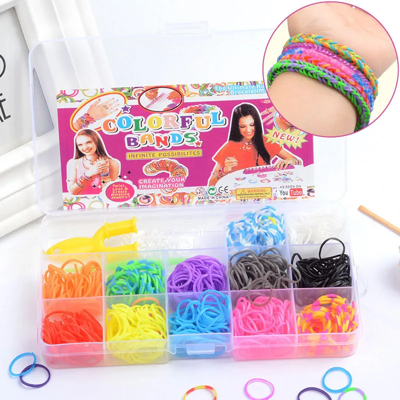 Elastic Rubber Bands DIY Tool Set Colorful Weave Machine Bracelet Handicraft Kit Girl Gift Kids Toys for Children 7 8 10 Years