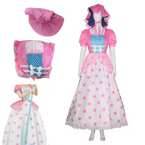 Anime Bo Peep Cosplay Costume Lolita Women Girls Bo Dress Hat Outfits Halloween Carnival Party Disguise Suit For Kids Women