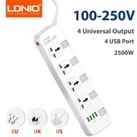 LDNIO Universal Outlet Power Strip EU/UK/US Plug With 2 M Extension Cable Electrical Socket 4 AC+4 USB Port Charger Adapter