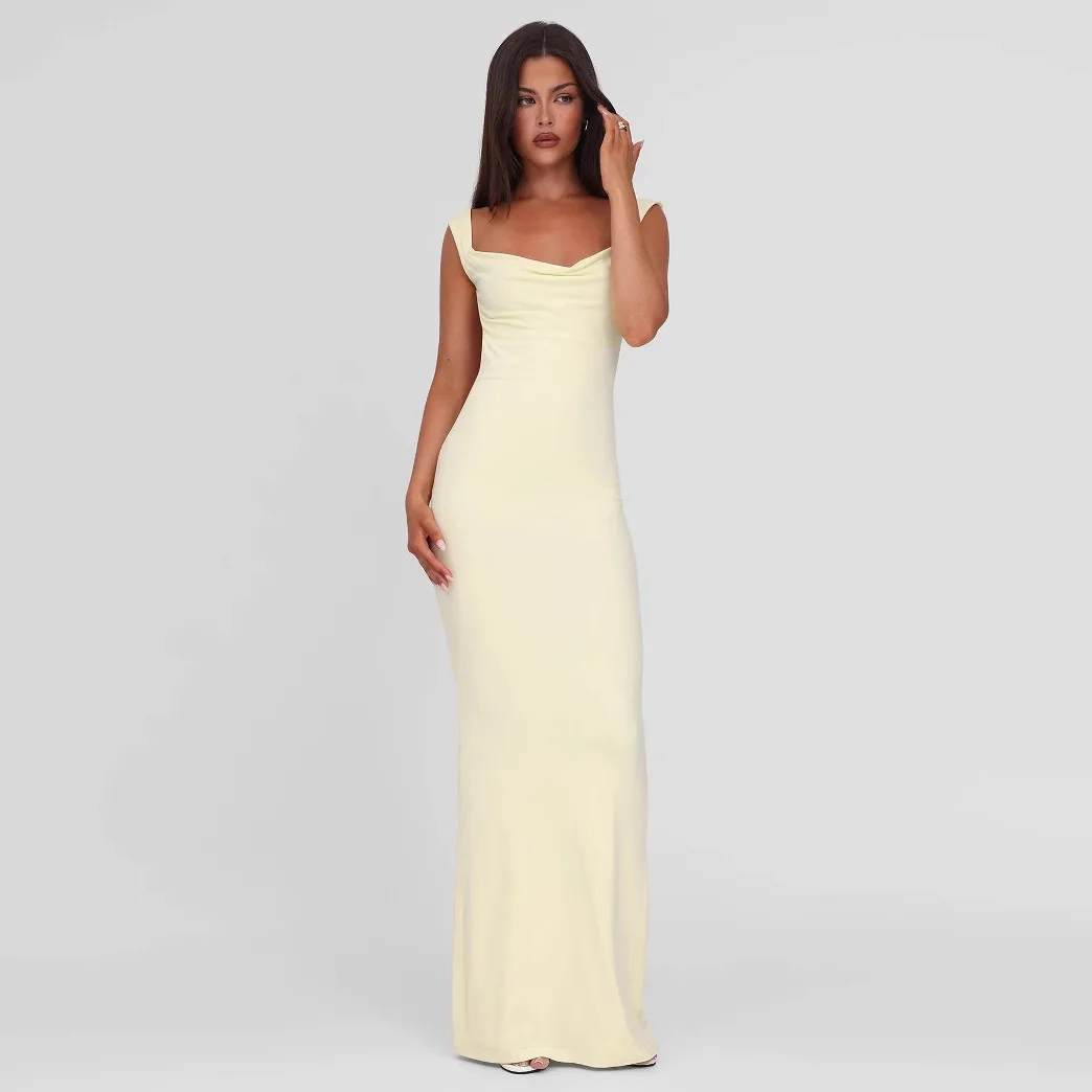 セクシーなサテンリボンバックレスマキシドレス女性夏ノースリーブスリムボディコンエレガントなイブニングパーティーカクテルロングドレスローブ