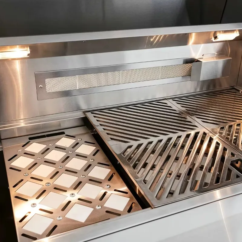 

36-Inch Modern Outdoor Grill with Built-in Rotisserie and 3+1 Burners Commercial Stainless Steel Hooded BBQ Grill