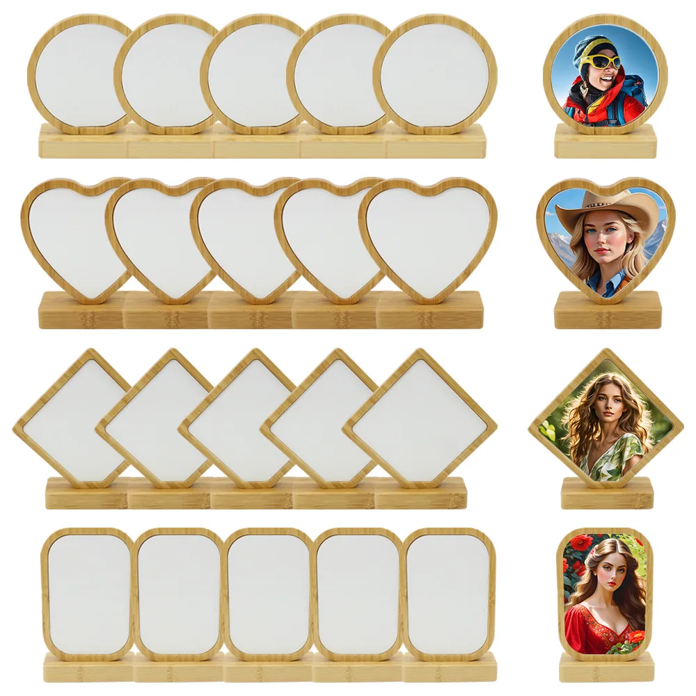Sublimatie blanco bamboe fotolijst fotohouder sierlijke frames aangepaste logo print home deco fotolijst voor sublimatie print
