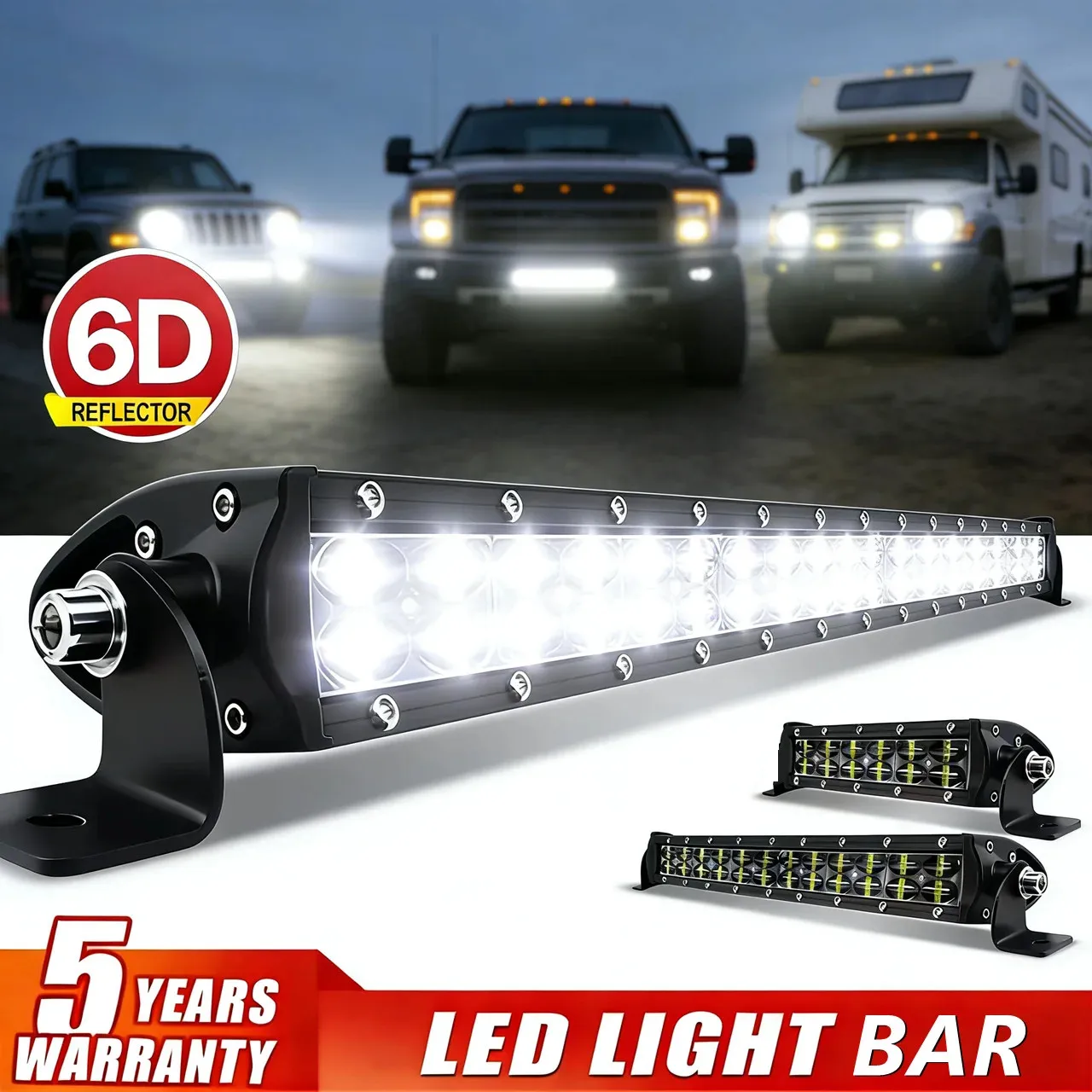 

6D LED-фара-балка с двойным рядом светодиодов (точечный и рассеянный свет), противотуманная фара, внедорожная светодиодная балка на крышу для автомобилей, грузовиков, внедорожников, квадроциклов, 12В 24В, рабочая лампа