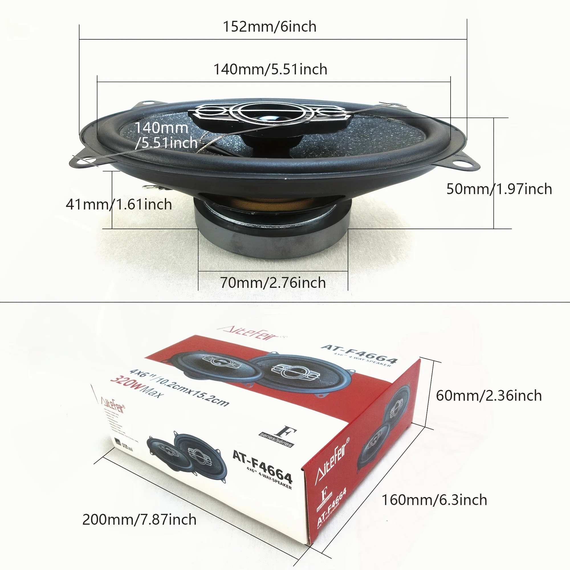 2pcs 320W 4X6 Inch 4-Way Car HIFI Coaxial Speaker Car Door Audio Music Stereo Tweeter Mid-woofer Full Range Frequency Speaker