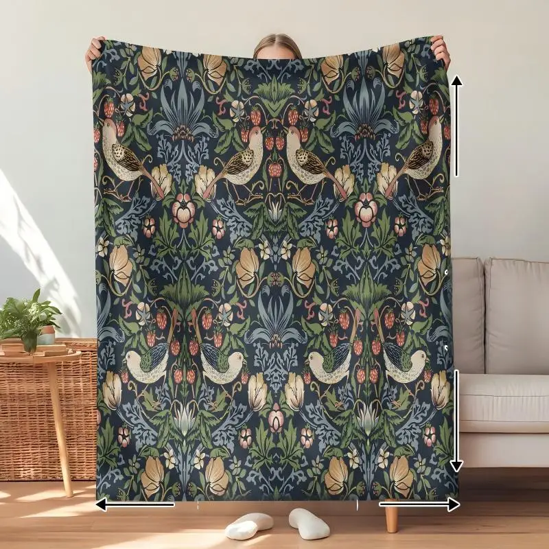 Vintage Pale Floral Dark Background Throw Blanket,Warm Sofa,Bed Lap Cover,Office Rest Cover,Birthday Home Casual Present